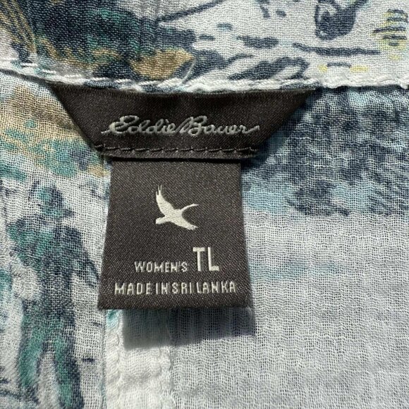 Eddie Bauer Womens TL Lightweight 100% Cotton Fishing Pattern Button-Up Summer S - Picture 3 of 6